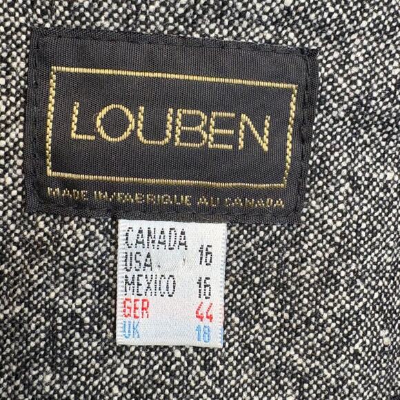 Louben Grey Neutral Old Money Mob Wife Tweed Wool Blend Blazer Coat Womens Sz 16 - Picture 4 of 4